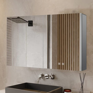 English Elm Corsica Double Door Led Medicine Cabinet with Defogger Aluminum Frame Spa Bath B2731P477802