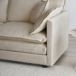 English Elm Sofa 3 Piece Living Room Set Chenille Upholstered with Rounded Arms Modern Style W714S00891