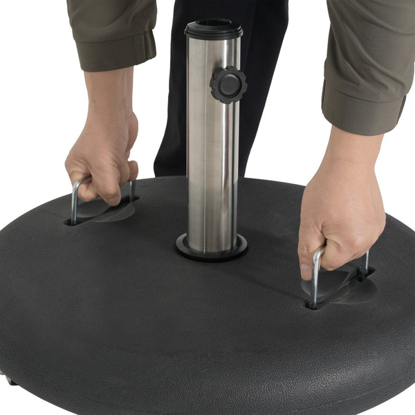 English Elm Wheelie Concrete Filled Resin Patio Umbrella Base with Rolling Wheels for Outdoor Use N775P407231B