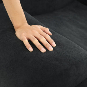 English Elm Wide Chenille Accent Chair Oversized Cozy Seat for Bedroom Living or Studio Spaces Black W5385P433243