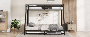 English Elm Twin Triple Metal Bunk Bed Matte Powder Coated Frame with Full Safety Guardrails W1580S00495