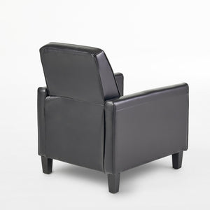 English Elm Christopher Knight Home® - Black Black Fax Leather Push Back Chair — Ergonomic PU Leather Recliner, Plush Padding, Durable Frame 52422.00PUBLK