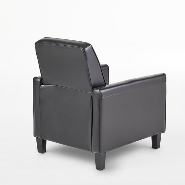 English Elm Christopher Knight Home® - Black Black Fax Leather Push Back Chair — Ergonomic PU Leather Recliner, Plush Padding, Durable Frame 52422.00PUBLK