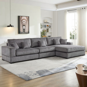 English Elm 148.03'' Mid Century Modern 4 Seat Sectional Sofa with Reversible Chaise for Living Room Grey W876S00329