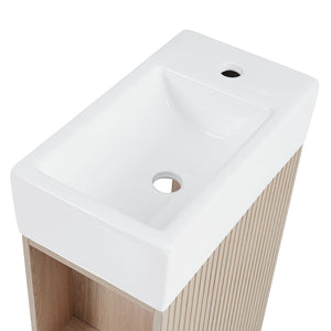 English Elm 18.6" Bathroom Vanity with Sink and Ceramic Top, MDF Cabinet with Door, TP Holder & Shelf Natural N725P212181N
