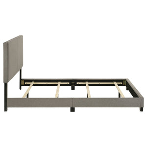 English Elm Efram Taupe Fabric Queen Bed Tall Padded Headboard Matte Black Legs Modern Bedroom B062P441116