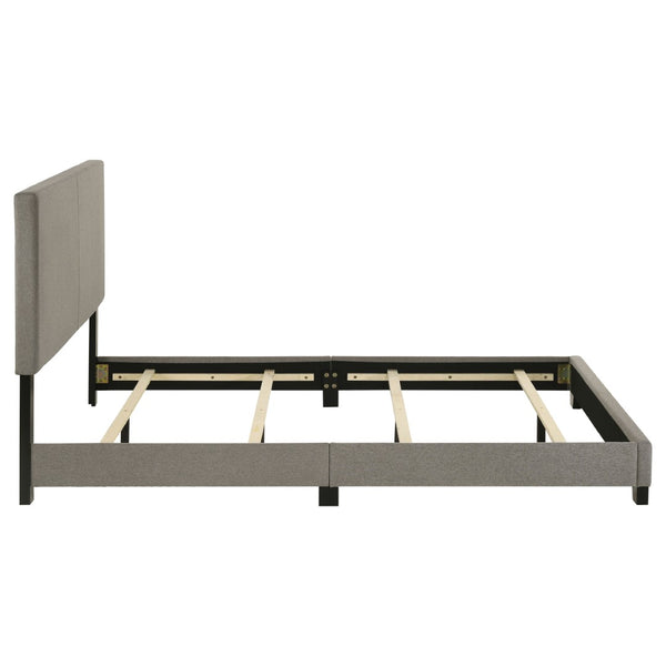 English Elm Efram Taupe Fabric Queen Bed Tall Padded Headboard Matte Black Legs Modern Bedroom B062P441116