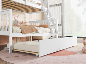 English Elm Twin Over Full Bunk Bed With Trundle - Stylish, Safe, And Convertible Rubberwood Design For Kids W504S00187-GIGA