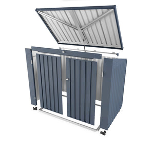 English Elm Outdoor Metal Trash Bin Enclosure for Two Cans Waterproof Powder-coated Yard Shed W3213P445772