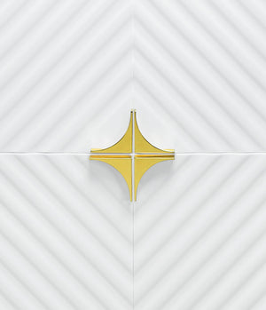 English Elm Gaines White High Gloss Accent Cabinet with Wave Design, Metal Legs, 4 Doors & Adjustable Shelves B2726P251796