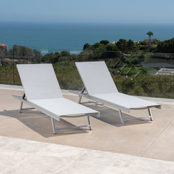 English Elm Christopher Knight Home® - SALTON Chaise Lounge with Breathable Nylon Mesh Seating, Lightweight Recliner for Outdoor Comfort and Style Natural 60919.00GRYMSHMP2
