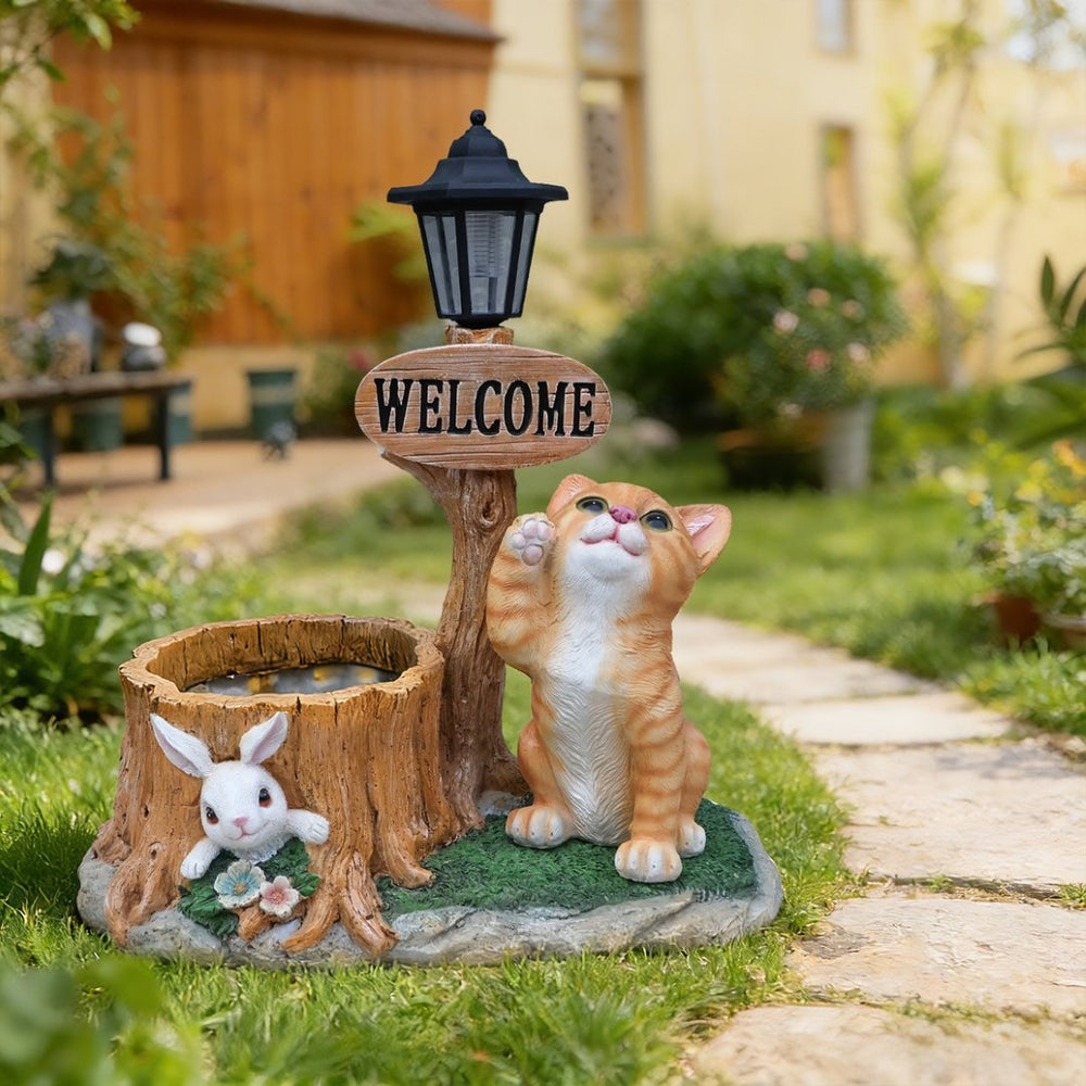 English Elm Cute Feline Resin Planter Statue for Garden Patio Balcony Whimsical Succulent Pot W5398P464245