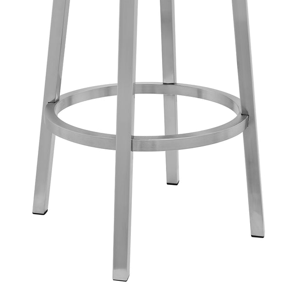 English Elm Alure 30" Swivel Barstool In Gray Faux Leather & Brushed Stainless Steel - Stylish Comfort For Any Space B2736P268555