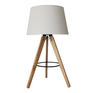 English Elm Ashcroft Furniture - High Quality Hotel Scandinavian Modern Birch Tripod Bedside Lamp With Soft Linen Shade & Black Accents B183P315121