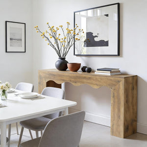 English Elm Wood Solid Fir Console Table Handcrafted Farmhouse Style for Entryway or Sofa T3971P449635