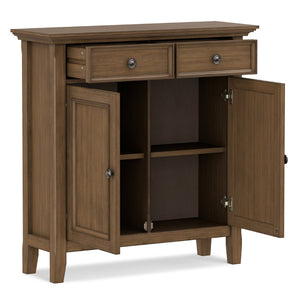 English Elm Amherst Solid Pine Entryway Cabinet with Crown Molding and Rustic Aged Brown Finish B136P436043