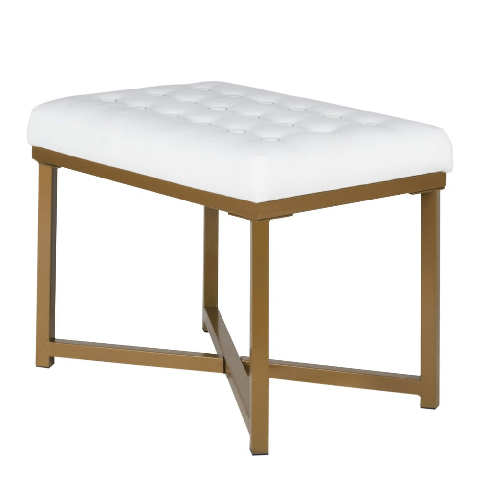 English Elm Metal X-base Bench Tufted Navy Velvet Seat Gold Frame Bedroom Entryway Glam White+Gold B056P417120