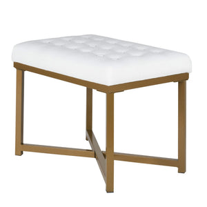 English Elm Metal X-base Bench Tufted Navy Velvet Seat Gold Frame Bedroom Entryway Glam White+Gold B056P417120