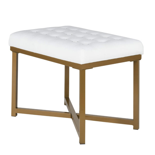 English Elm Metal X-base Bench Tufted Navy Velvet Seat Gold Frame Bedroom Entryway Glam White+Gold B056P417120