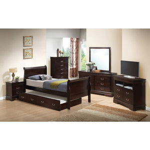 English Elm Charming Traditional Full Bed Frame with Warm Finish, Durable Particle Board Construction, 44"H x 61"W x 84"D Cappuccino 78 L x 14 W x 6 H B078S00335