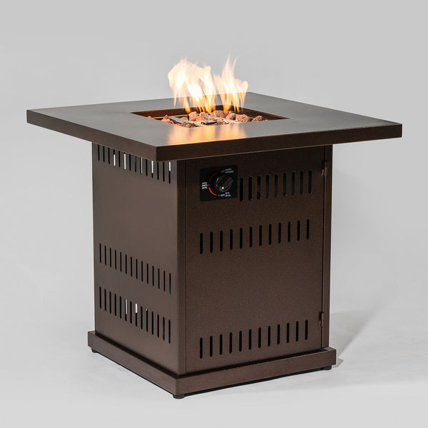 English Elm 28" 28inch Propane Fire Pit Table with Stainless Steel Burner, 50000BTU Steel Outdoor Patio Heat W853P204429