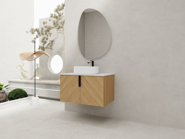 English Elm 30" Elegant Wall-Mounted Bathroom Vanity With Ceramic Sink & Soft-Close Doors For Modern Spaces W999S00443