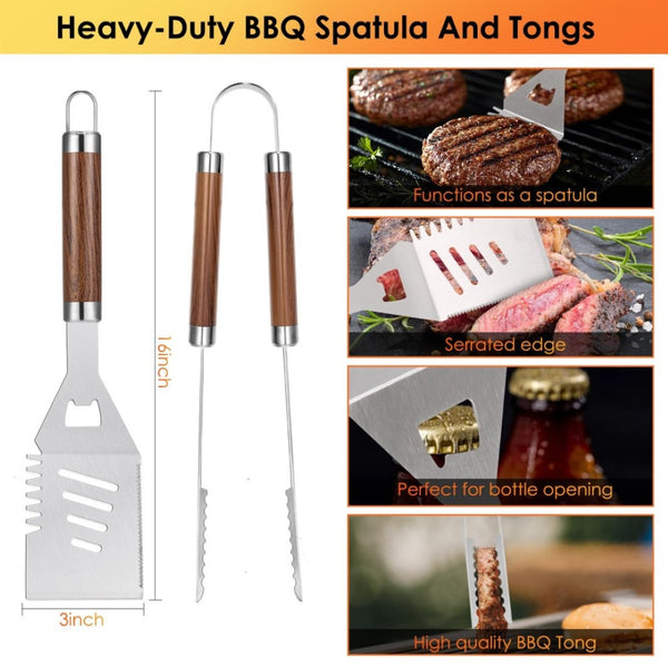 English Elm Bbq Grilling Tool Kit 34 Piece Stainless Steel Set with Carry Bag for Outdoor Cooks W2181P481263