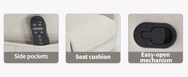 English Elm Heat Massage Swivel Rocker Recliner with Lumbar Nodes and Fabric Upholstery W3224P357559