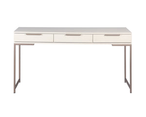 Sunpan Rebel Desk - Modern Solid Oak Wood Desk with Soft Closing Drawers and Black Iron Hardware Design Champagne Gold / Cream