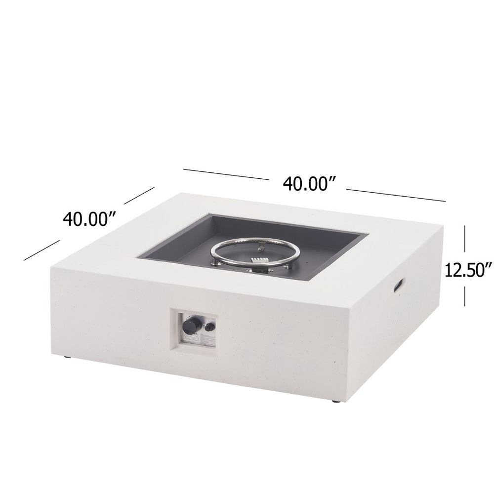 English Elm 50000 Btu Square Mgo Concrete Propane Fire Table Low Profile Outdoor Patio N772P390480W