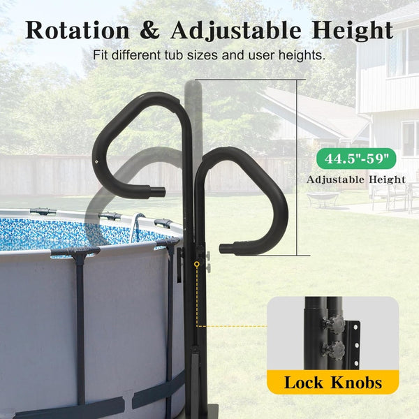 English Elm Two-way Aluminum Spa Handrail Swivel Safety Rail for Hot Tubs with 600 Lb Support W1859P429200