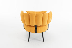 English Elm Decorative Chenille Barrel Tub Chair with Pocket Coil Cushion for Cozy Reading Nooks Yellow W5188P462022