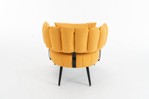 English Elm Decorative Chenille Barrel Tub Chair with Pocket Coil Cushion for Cozy Reading Nooks Yellow W5188P462022