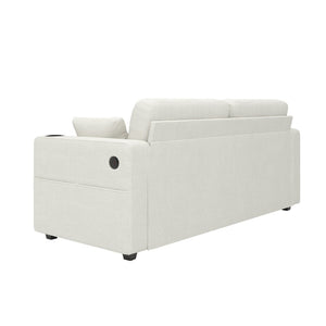 English Elm Sofas for Living Room Chenille Three Seat Couch with Usb Charging Storage and Cup Holder Beige W395S00142