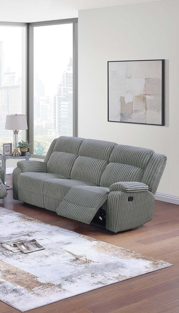 English Elm Smoke Plush Corduroy Reclining Sofa 83" - Fur-Like Texture, Thick Arms, Manual Motion Couch Comfort B011P335286