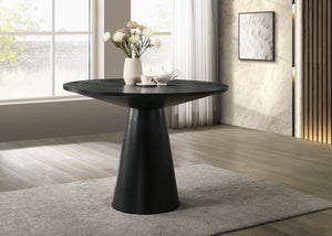 English Elm Jasper 47" Counter Height Round Dining Table in Ebony Black Pedestal — Sleek 37" Tall Entertainer B061S00892