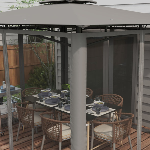 English Elm Outsunny 10' X 12' Double Roof Gazebo With Netting - Elegant Outdoor Canopy For Backyard Comfort W2225P174135-GIGA