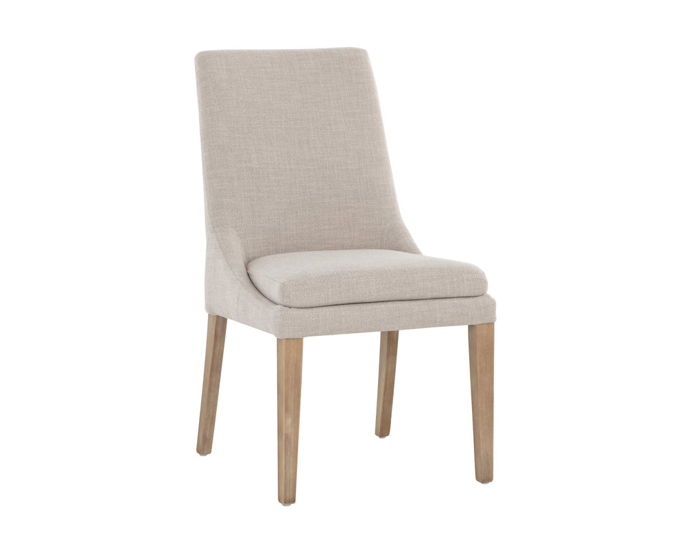 Sunpan Rosine Dining Chair Set of 2 - Elegant Effie Flax Fabric with Light Brown Solid Birch Wood Legs
