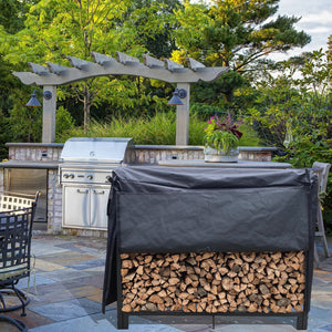 English Elm Artibear Heavy-Duty Firewood Rack Stand - 4Ft Metal Log Holder For Indoor/Outdoor Use, Matte Black W656P210539