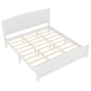 English Elm King Solid Wood Platform Bed with Slatted Support, Modern White Finish, No Box Spring Needed, Sturdy Design Light White W1580P374314
