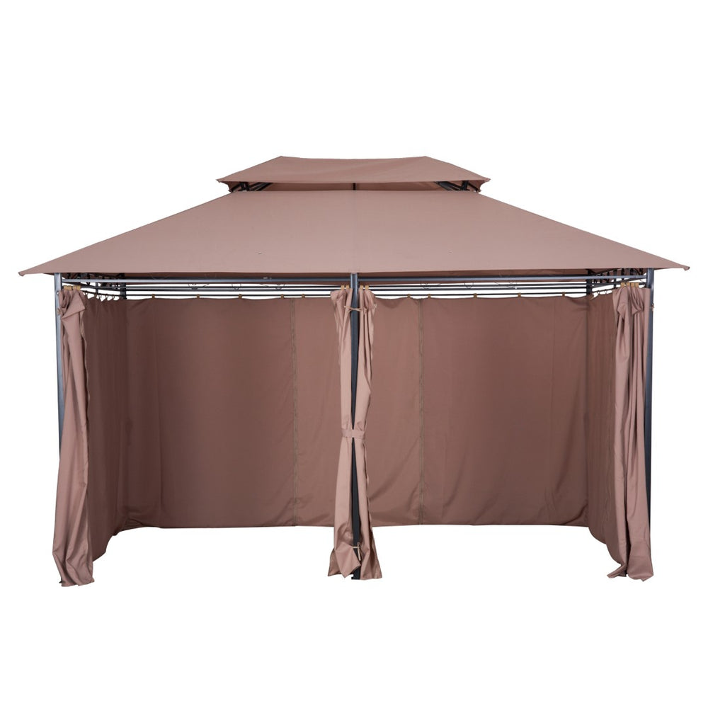 English Elm Outsunny 10' X 13' Outdoor Gazebo Canopy With Vented Roof & Curtains - Perfect For Backyard Relaxation W2225P200567-GIGA