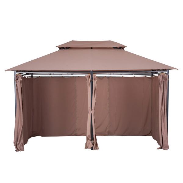 English Elm Outsunny 10' X 13' Outdoor Gazebo Canopy With Vented Roof & Curtains - Perfect For Backyard Relaxation W2225P200567-GIGA