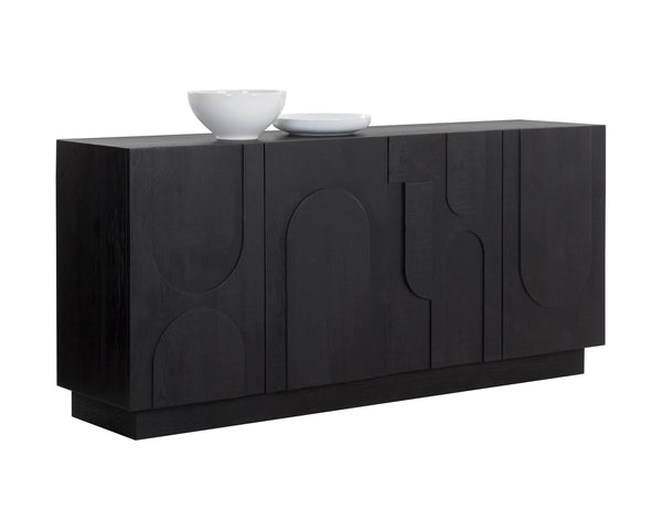 Sunpan Cove Sideboard - Scandinavian-Inspired Design with Ample Storage and Stunning Wood Patterning Black