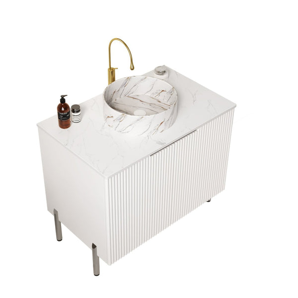 English Elm Turio 30" Bathroom Vanity With Stylish Round Ceramic Sink & Soft-Close Doors For Modern Spaces W2615S00472-GIGA