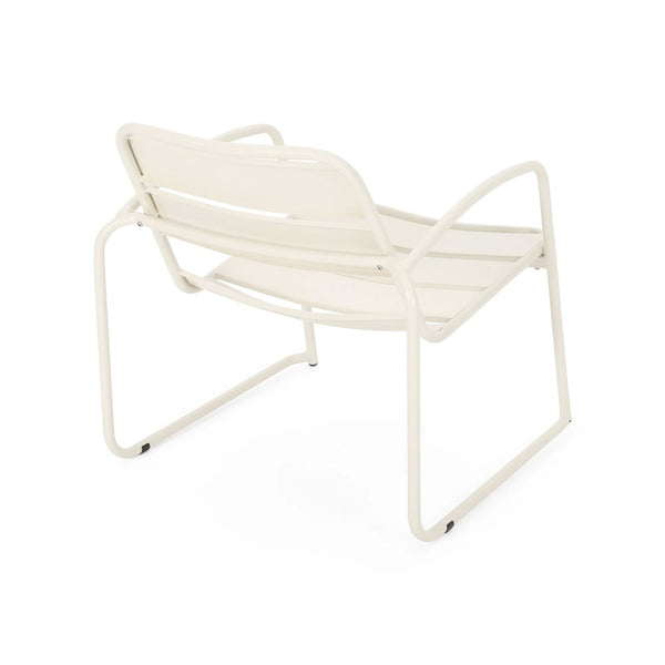 English Elm Christopher Knight Home® - CONRAD Modern Outdoor Chat Set with Powder-Coated Iron Frame, Open Slat Seats for Breezy Comfort Matte White N775P250736W