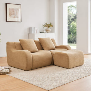 English Elm L-Shaped Teddy Fabric 2-Seat Sofa - No Assembly, Ergonomic Design, High-Density Comfort For Any Space W714S01429