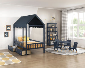 English Elm Navy Wood Frame Kids Activity Table Set Seats Four for Playroom or Homework Space B011P462894
