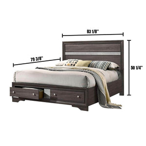 English Elm Contemporary Gray Panel Headboard King Bed With Drawers – Stylish, Chic Bedroom Furniture Upgrade! B2741S00058