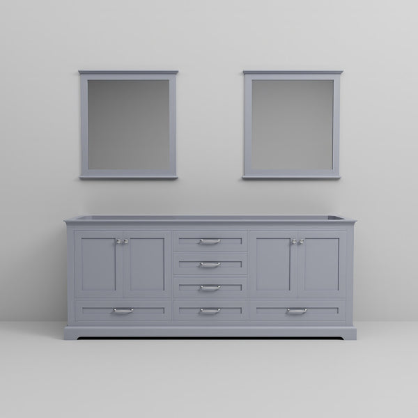 English Elm Dark Grey Double Bath Vanity With Mirrors - 80" Wide Storage Solution For Modern Bathrooms B2731S00543