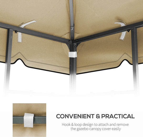 English Elm 10X10 Ft Outdoor Patio Gazebo Replacement Canopy - Durable Double-Tiered Tan Roof For Perfect Shade W419P198363